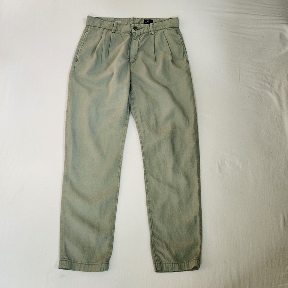 AG Adriano Goldschmied The Evan relaxed pleated trousers green crop cropped 25 - Picture 2 of 14
